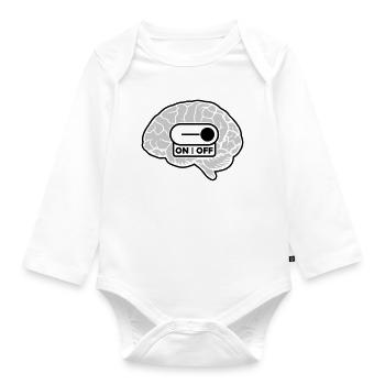 Turn off the brain switch - Organic Longsleeve Baby Bodysuit - white - Front