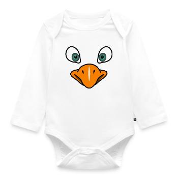 Vogelgesicht - Baby Bio-Langarm-Body - Weiß - Vorne