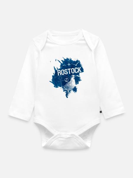 Rostock - Ostsee - Baby Bio-Langarm-Body - Weiß