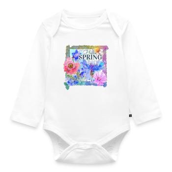Spring flowers | hello spring - Organic Longsleeve Baby Bodysuit - white - Front