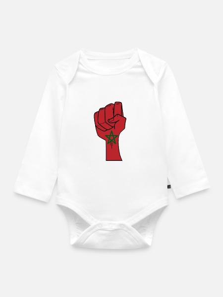 Marokko - Baby Bio-Langarm-Body - Weiß
