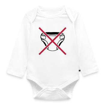Schild Keine Windel - Baby Bio-Langarm-Body - Weiß - Vorne