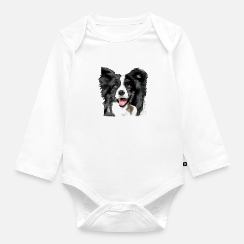 Border Collie - Body Bébé bio manches longues - blanc