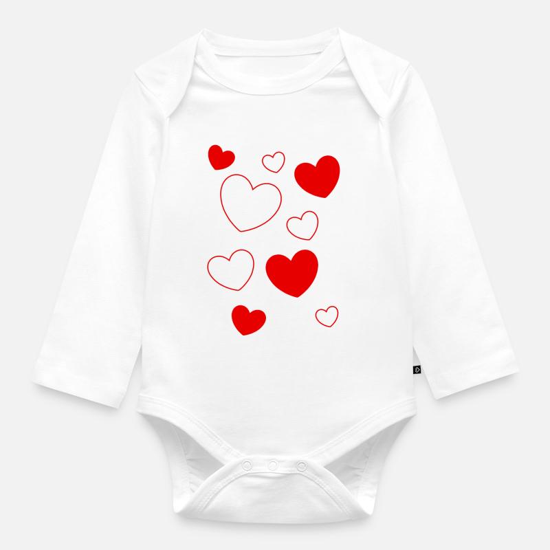 Cadeau Saint-Valentin Saint-Valentin - Body Bébé bio manches longues - blanc