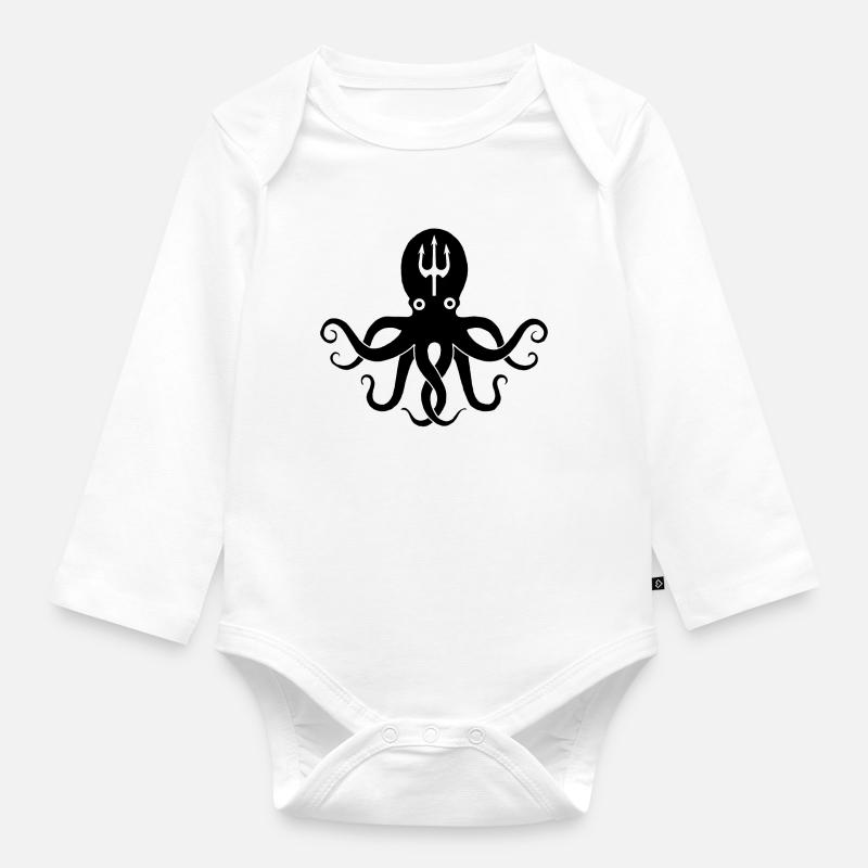 Pieuvre noire - Body Bébé bio manches longues - blanc