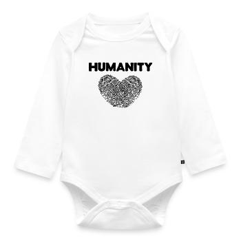 Love Heart Saying Humanity Peace Movement - Organic Longsleeve Baby Bodysuit - white - Front