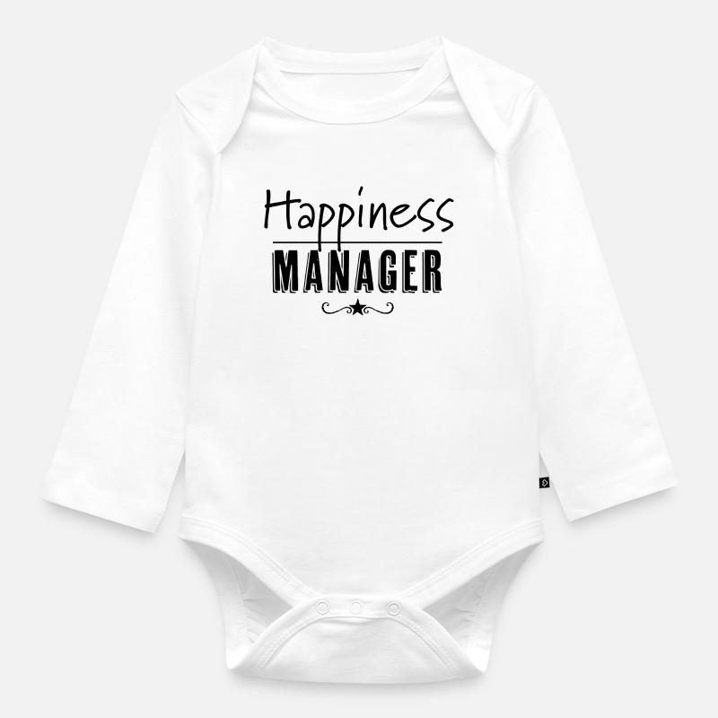 Gestionnaire du bonheur - Body Bébé bio manches longues - blanc