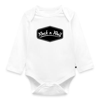 Rock n Roll Schild Shape - Baby Bio-Langarm-Body - Weiß - Vorne