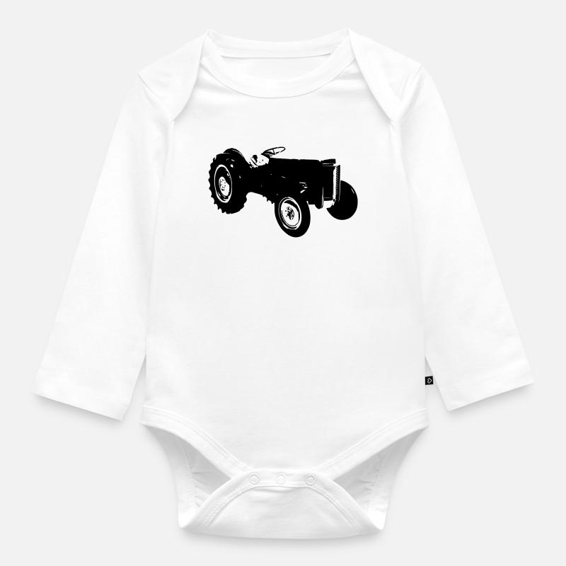 old tractor old tractor - Organic Longsleeve Baby Bodysuit - white