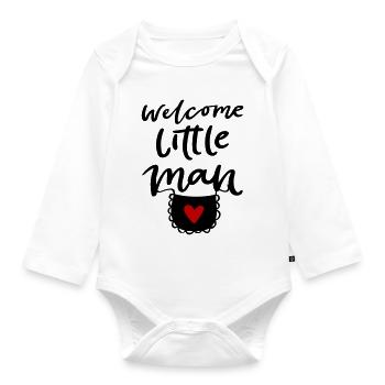 Baby Willkommen Junge Welcome Boy - Baby Bio-Langarm-Body - Weiß - Vorne