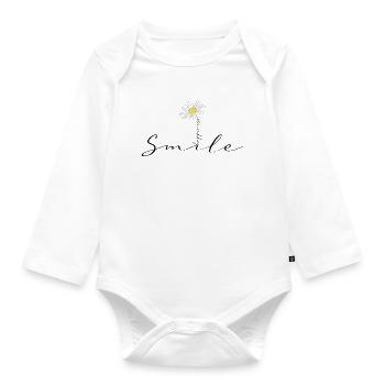 Smile happiness fleur Marguerite original - Body Bébé bio manches longues - blanc - Devant