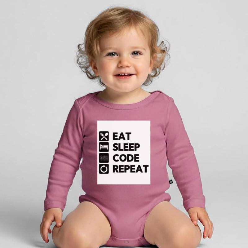 Eat Sleep Code Repeat Coder Programmer Software De Baby Bio-Langarm-Body