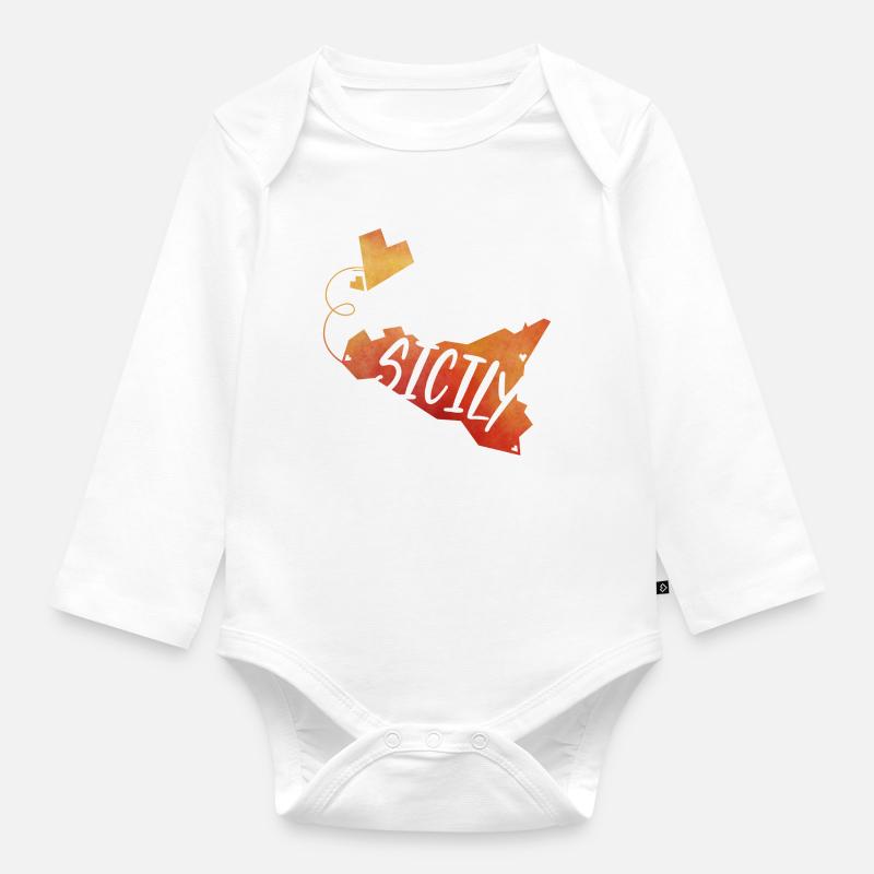 Sicile - Body Bébé bio manches longues - blanc