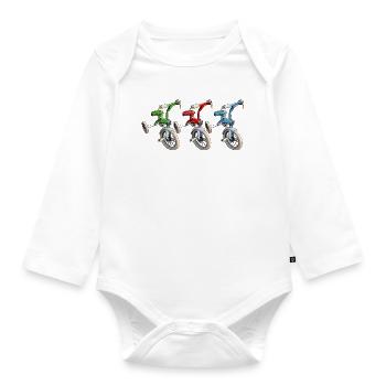 Dreirad fahren - Baby Bio-Langarm-Body - Weiß - Vorne