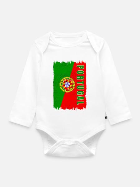 Portugal Nationalflagge - Baby Bio-Langarm-Body - Weiß