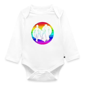Regenbogenfamilie Mama & Mama Oma & Oma Herz - Baby Bio-Langarm-Body - Weiß - Vorne