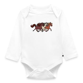 Galopp Islandpferde Hengst Pferde Pferdenarr - Baby Bio-Langarm-Body - Weiß - Vorne