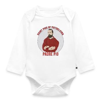 Saint Pie de Pietrelcina Padre Pio - Body Bébé bio manches longues - blanc - Devant