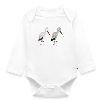 paire de cigognes - Body Bébé bio manches longues - blanc - Devant