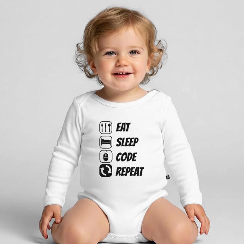Eat Sleep Code Repeat Coder Programmer Software De Baby Bio-Langarm-Body