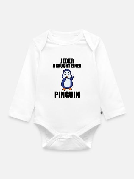 Pinguin Pinguine - Baby Bio-Langarm-Body - Weiß