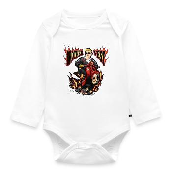 Moped Mofafahrer - Baby Bio-Langarm-Body - Weiß - Vorne