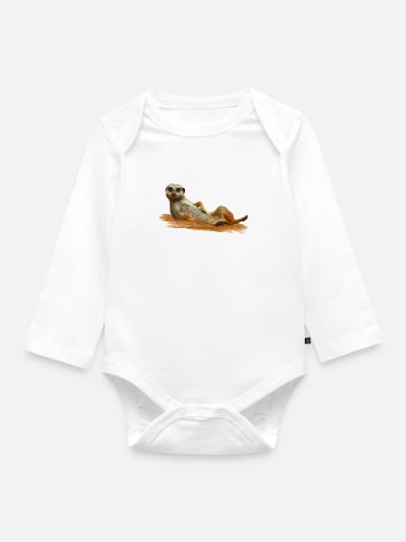 Erdmännchen - Baby Bio-Langarm-Body - Weiß