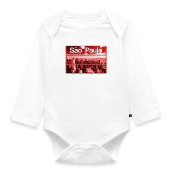 Rote Stadtsilhouette São Paulo - Baby Bio-Langarm-Body - Weiß - Vorne