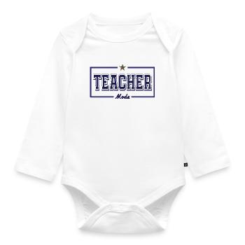Teacher mode - Organic Longsleeve Baby Bodysuit - white - Front