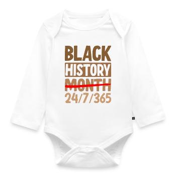 Black History Month 24/7/365 - Organic Longsleeve Baby Bodysuit - white - Front