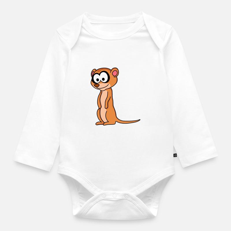 Suricate Comic Animal - Body Bébé bio manches longues - blanc