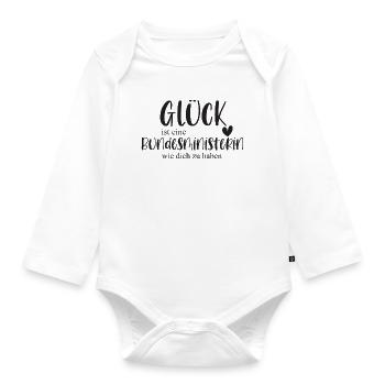 Bundesministerin Politik Geschenk Danke - Baby Bio-Langarm-Body - Weiß - Vorne