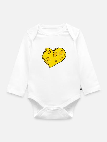 Herz aus Käse - Käse Liebe - Baby Bio-Langarm-Body - Weiß