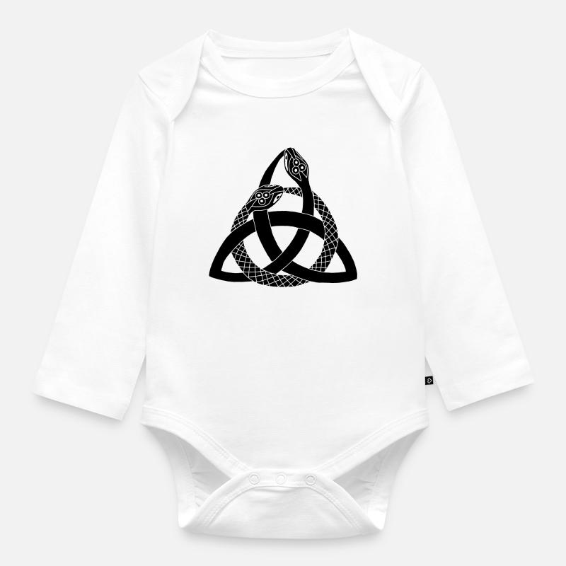 Serpents noirs et symbole celte - Body Bébé bio manches longues - blanc