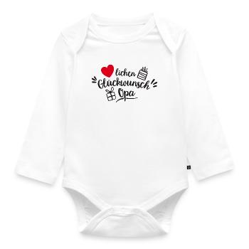 Herzlichen Glückwunsch Opa - Baby Bio-Langarm-Body - Weiß - Vorne