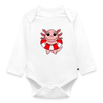 Axolotl Schwimmen Rettungsring - Baby Bio-Langarm-Body - Weiß - Vorne