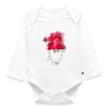 Gnom mit roter Mütze - Baby Bio-Langarm-Body - Weiß - Vorne