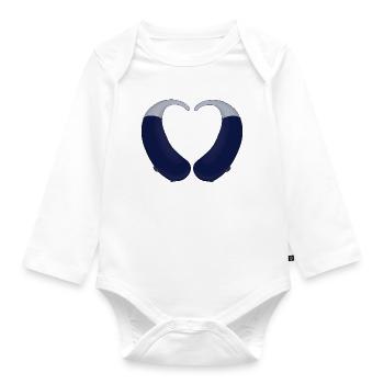 Heart and Hearing Aid - Organic Longsleeve Baby Bodysuit - white - Front
