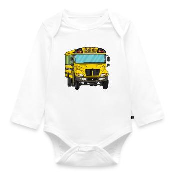 Schulbus - Baby Bio-Langarm-Body - Weiß - Vorne