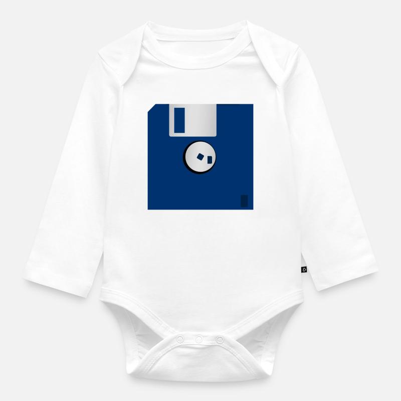 Diskette - Baby Bio-Langarm-Body - Weiß