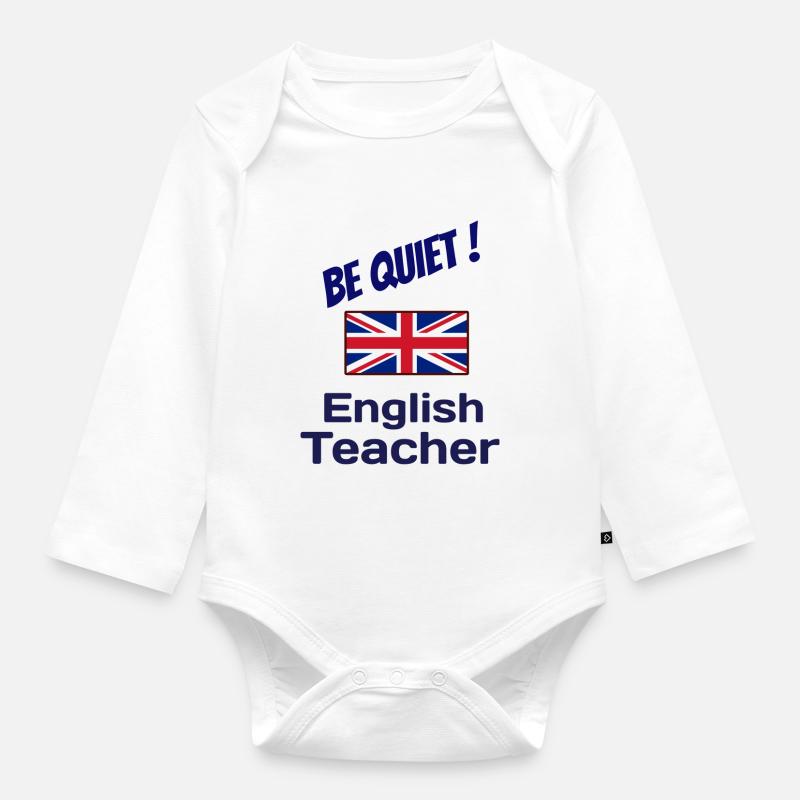 Idée cadeau prof d'anglais - Body Bébé bio manches longues - blanc