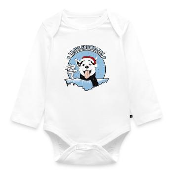 Dog loves snowballs - Organic Longsleeve Baby Bodysuit - white - Front