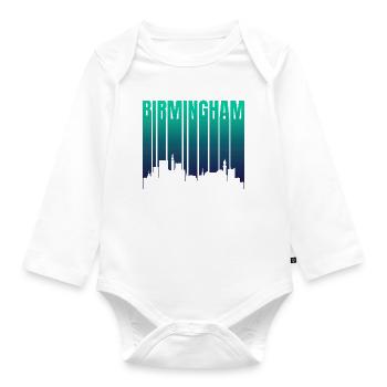 Birmingham Skyline Gradient - Organic Longsleeve Baby Bodysuit - white - Front