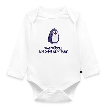Tier Humorvoll Pinguin Statement Arktis Vogel - Baby Bio-Langarm-Body - Weiß - Vorne