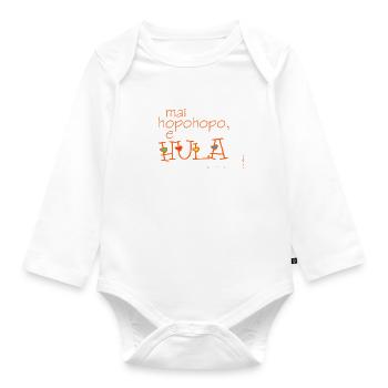 Mai hopohopo e hula - Baby Bio-Langarm-Body - Weiß - Vorne