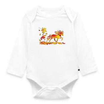 Herbstpferd aus Blattkunst - Baby Bio-Langarm-Body - Weiß - Vorne