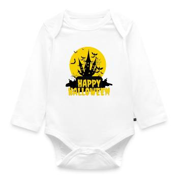 Castle Halloween Silhouette Night - Organic Longsleeve Baby Bodysuit - white - Front