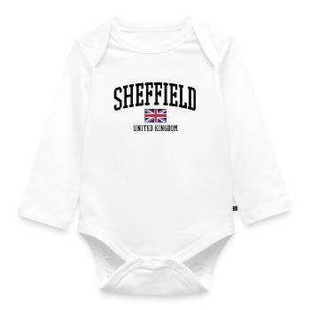Sheffield UK Distressed Flag - Baby Bio-Langarm-Body - Weiß - Vorne