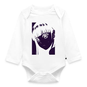 shocked cute girl - Organic Longsleeve Baby Bodysuit - white - Front