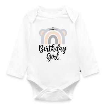 Pastellfarbener Regenbogen Bär - Baby Bio-Langarm-Body - Weiß - Vorne